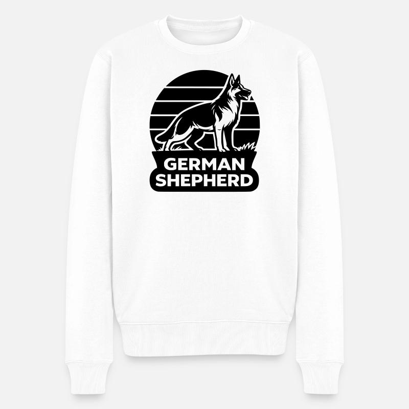 Deutscher Schäferhund Silhouette - Männer Premium Bio Pullover - Weiß