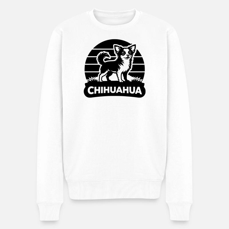 Chihuahua Silhouette  - Männer Premium Bio Pullover - Weiß
