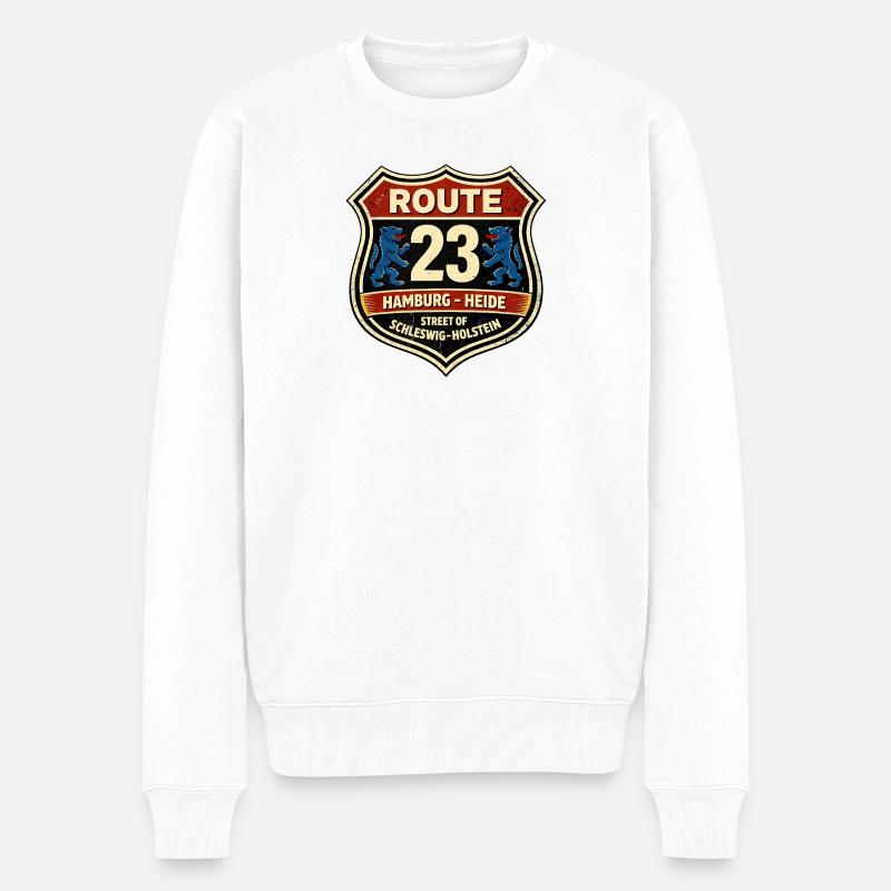 Route23 Hamburg Heide Shield - Männer Premium Bio Pullover - Weiß