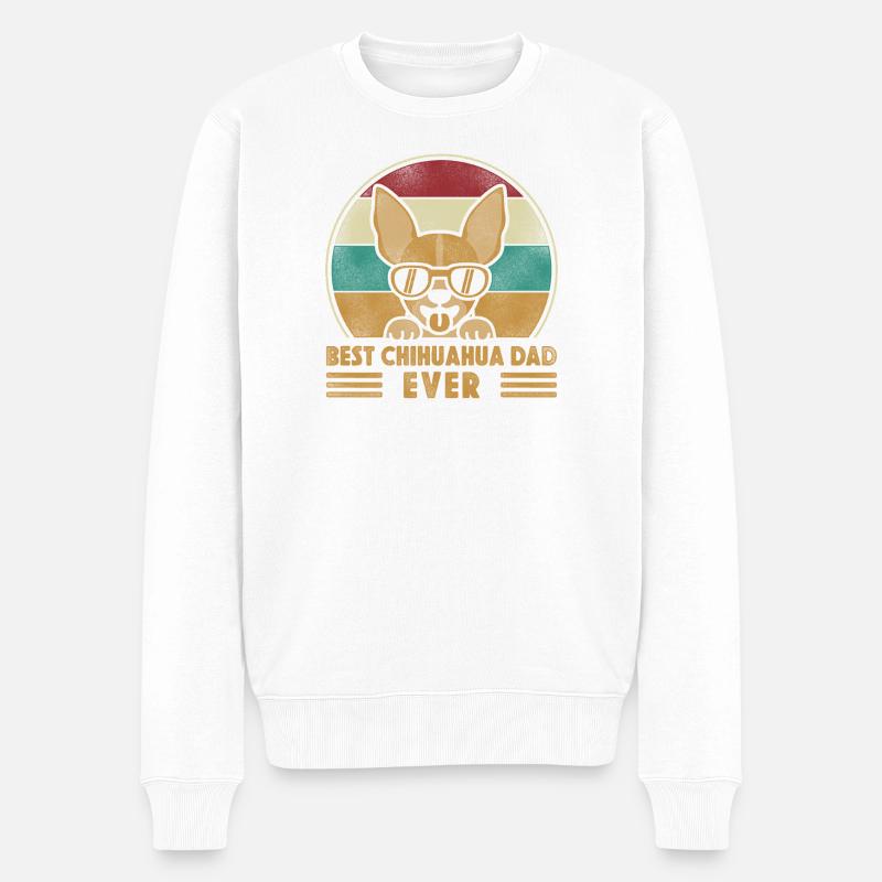 Chihuahua Chihuahueño Papa Rétro - Pull Premium bio Homme - blanc