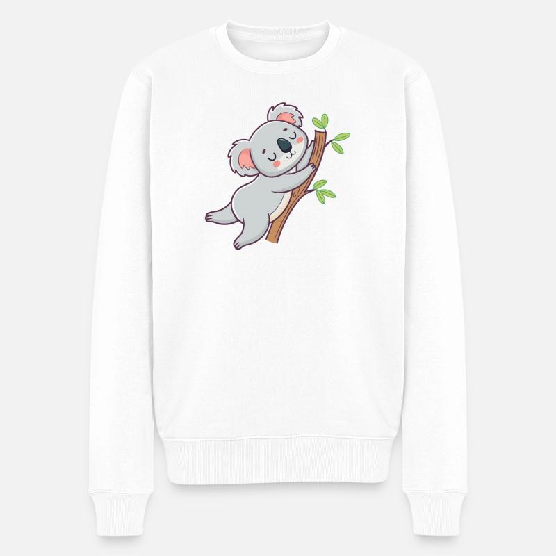 Koala câlin sur branche pastel - Pull Premium bio Homme - blanc