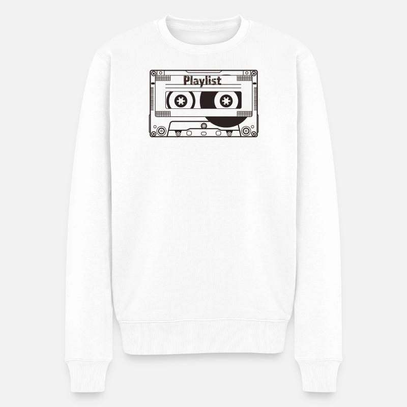 Cassette Retro Playlist - Pull Premium bio Homme - blanc