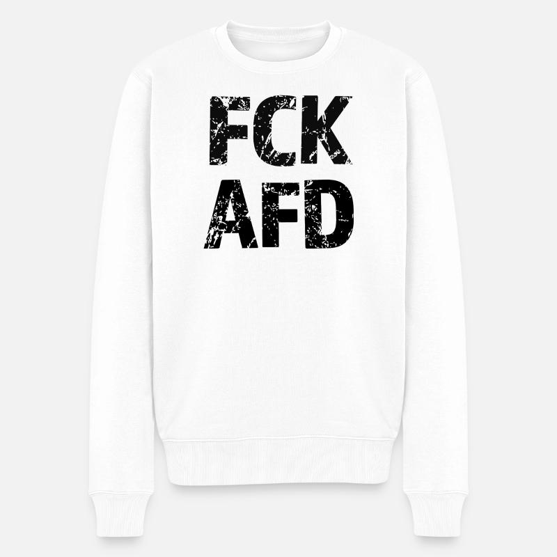 FCK AFD Bold Text Graphic - Männer Premium Bio Pullover - Weiß