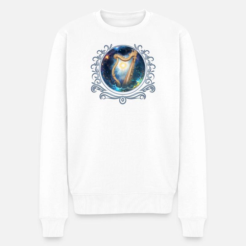 Sky Harp im Stellaren Strudel - Männer Premium Bio Pullover - Weiß
