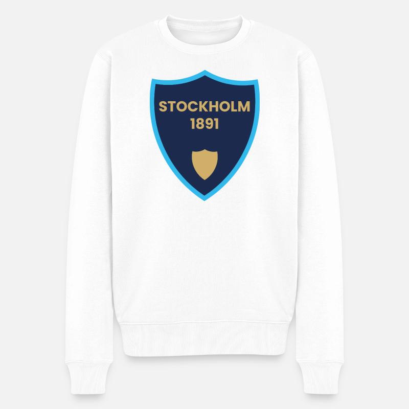 Stockholmer Schildentwurf von 1891 - Männer Premium Bio Pullover - Weiß
