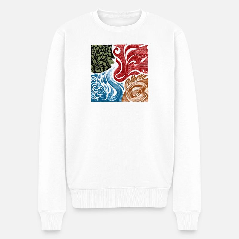 Vier Elemente Natur Grafik Spirituell - Männer Premium Bio Pullover - Weiß