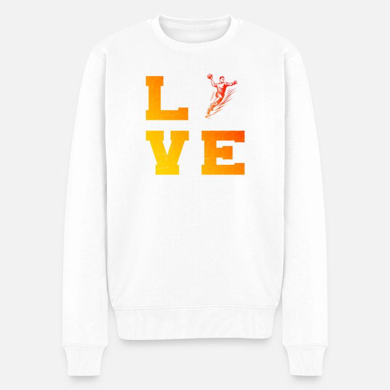 Klare Handball Botschaft für Männer - Männer Premium Bio Pullover - Weiß