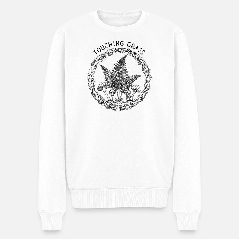 Toucher l’herbe Champignons naturels - Pull Premium bio Homme - blanc