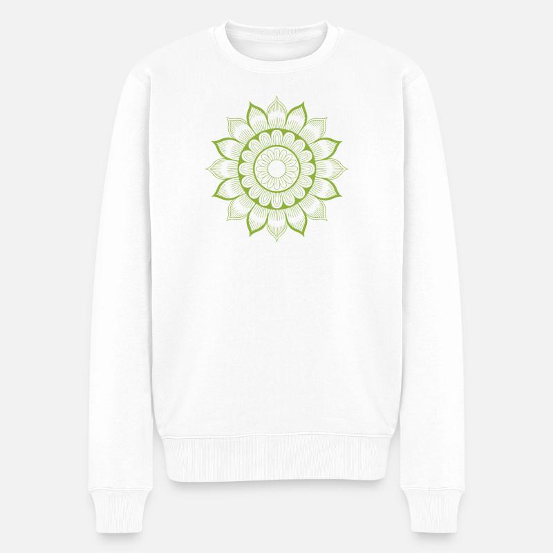 Mandala - Männer Premium Bio Pullover - Weiß