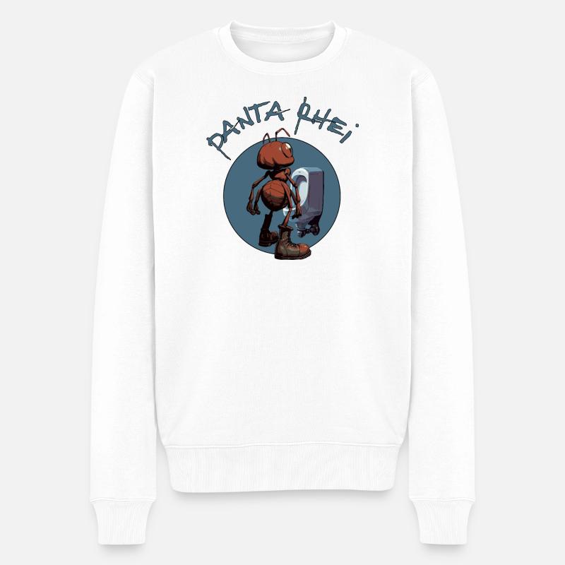 Panta rhei - Ameise vor Pissoir- alles fließt - Männer Premium Bio Pullover - Weiß