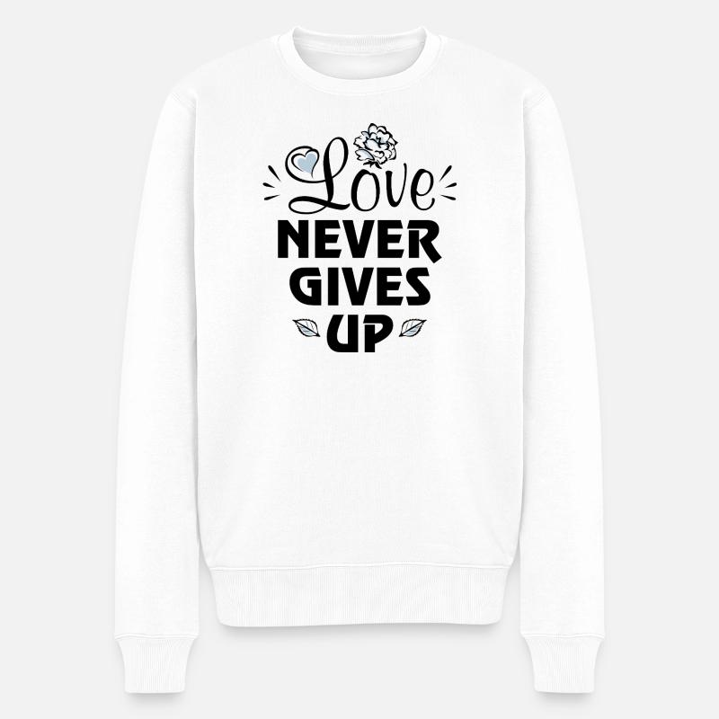 Love_never_gives_up - Männer Premium Bio Pullover - Weiß
