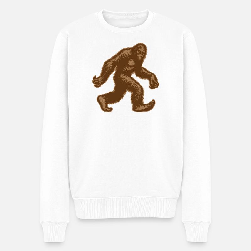 Sasquatch Bigfoot-Wandern - Männer Premium Bio Pullover - Weiß