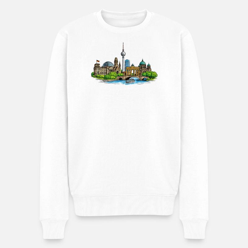 Skyline de Berlin - Pull Premium bio Homme - blanc