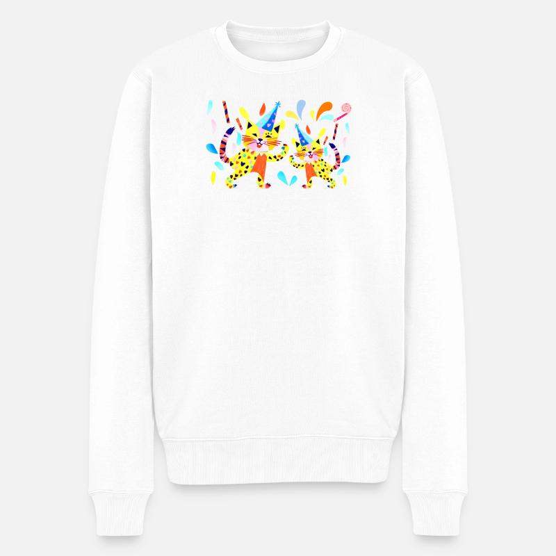 Partykatzen Neonfarben - Männer Premium Bio Pullover - Weiß