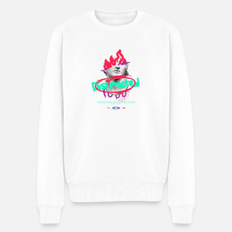 Neon-Graffiti-Büstencollage - Männer Premium Bio Pullover - Weiß