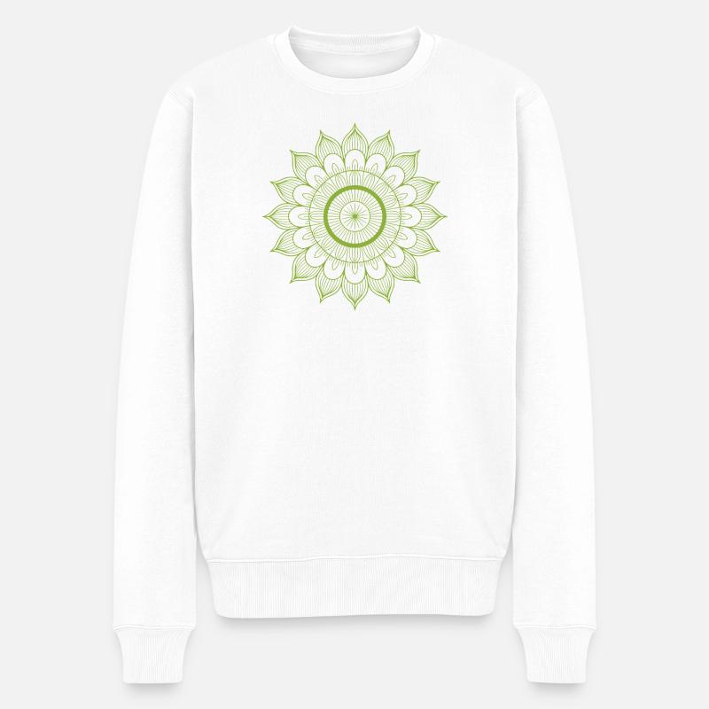 Mandala - Männer Premium Bio Pullover - Weiß