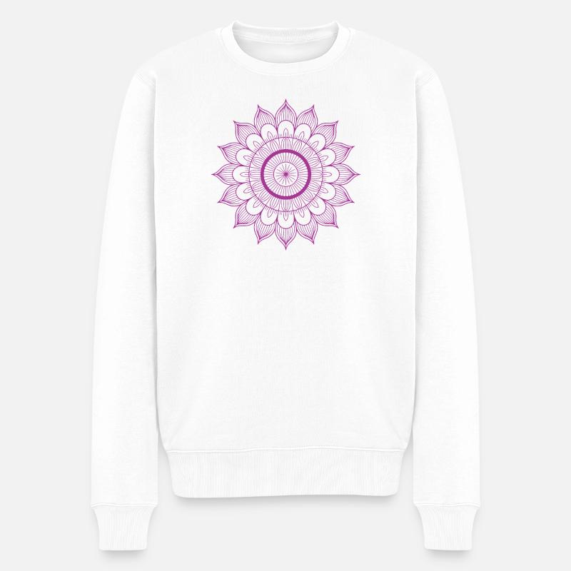Mandala - Männer Premium Bio Pullover - Weiß