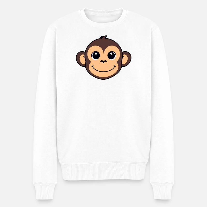 Dessin animé du singe joyeux - Pull Premium bio Homme - blanc