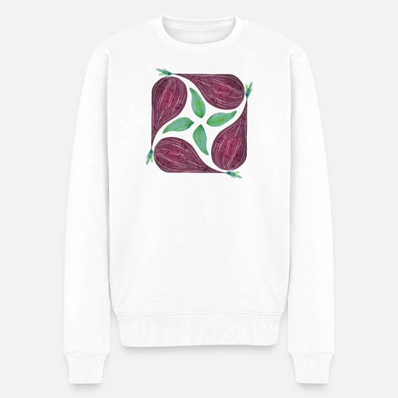Rote Zwiebel Muster - Männer Premium Bio Pullover - Weiß
