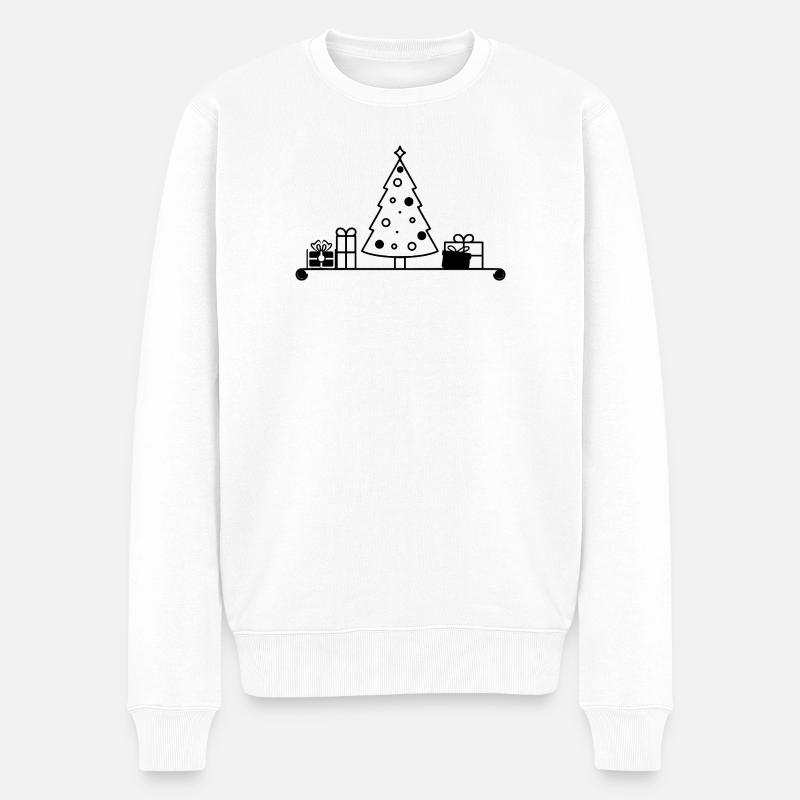 Weihnachtsbaum auf Regal mit Geschenken - Männer Premium Bio Pullover - Weiß