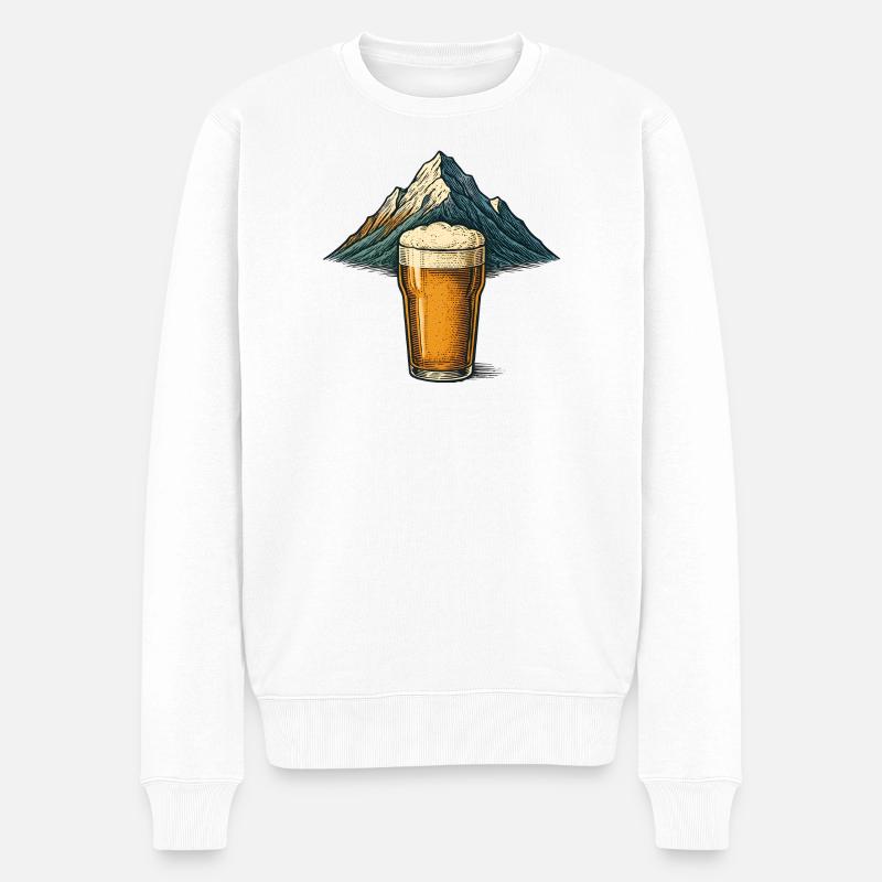 Bergbier Berglandschaft - Männer Premium Bio Pullover - Weiß