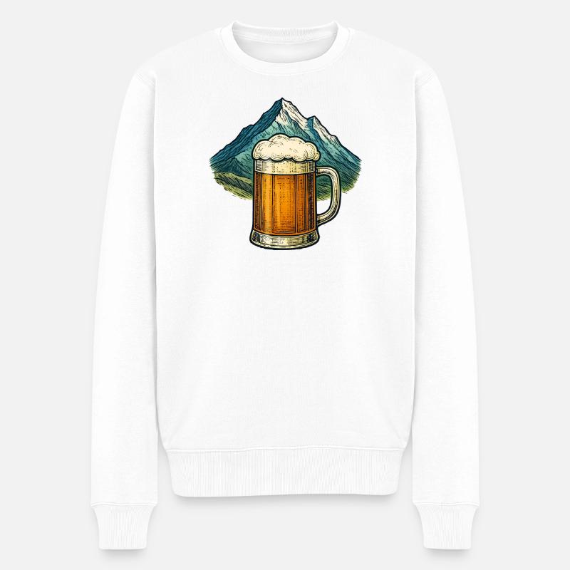 Bergbier-Motiv mit Gebirge - Männer Premium Bio Pullover - Weiß