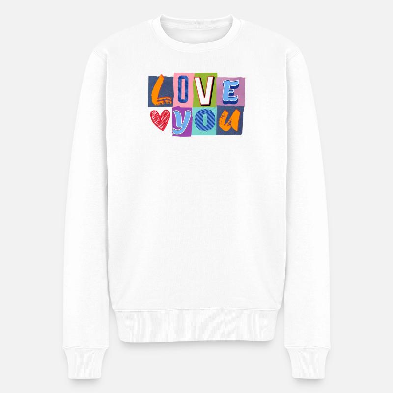 Liebe in Bunt-Collage - Männer Premium Bio Pullover - Weiß