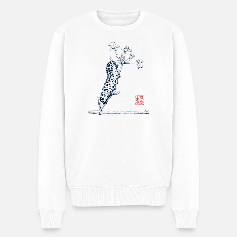 Schwalbenschwanz Raupe mit Kanji Stempel - Männer Premium Bio Pullover - Weiß