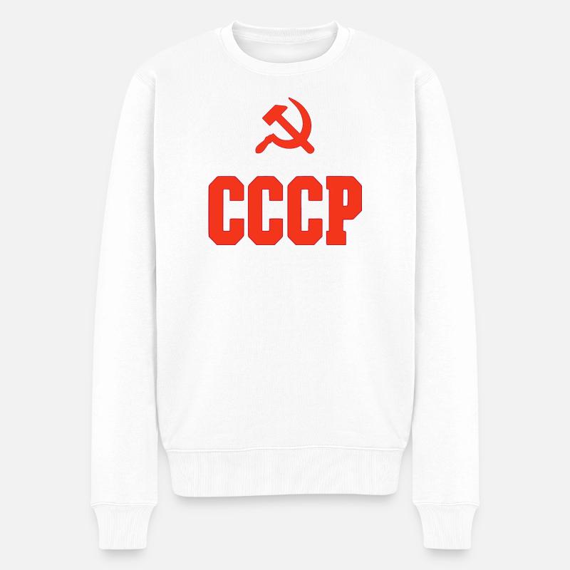 Design CCCP dans le style années 80, chaussettes CCCP - Pull Premium bio Homme - blanc