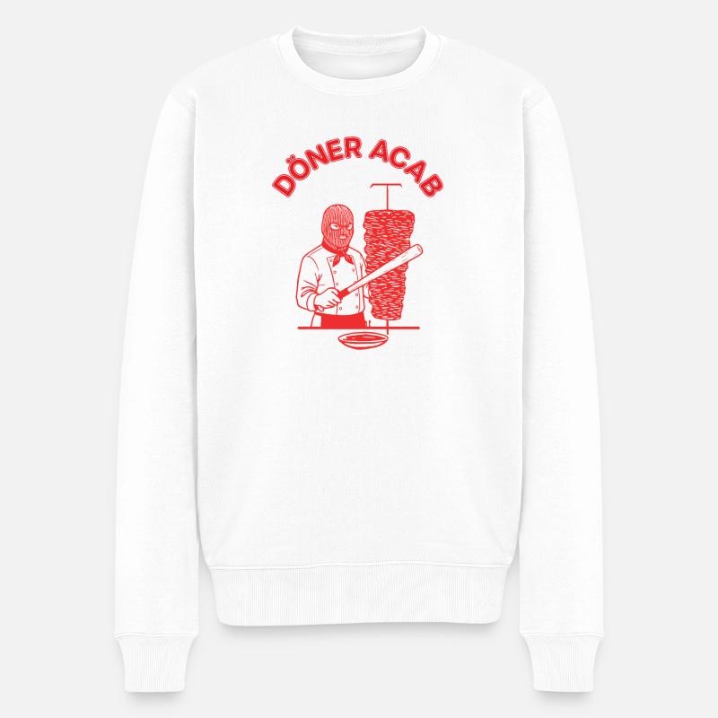Döner ACAB Parodie Links - Männer Premium Bio Pullover - Weiß