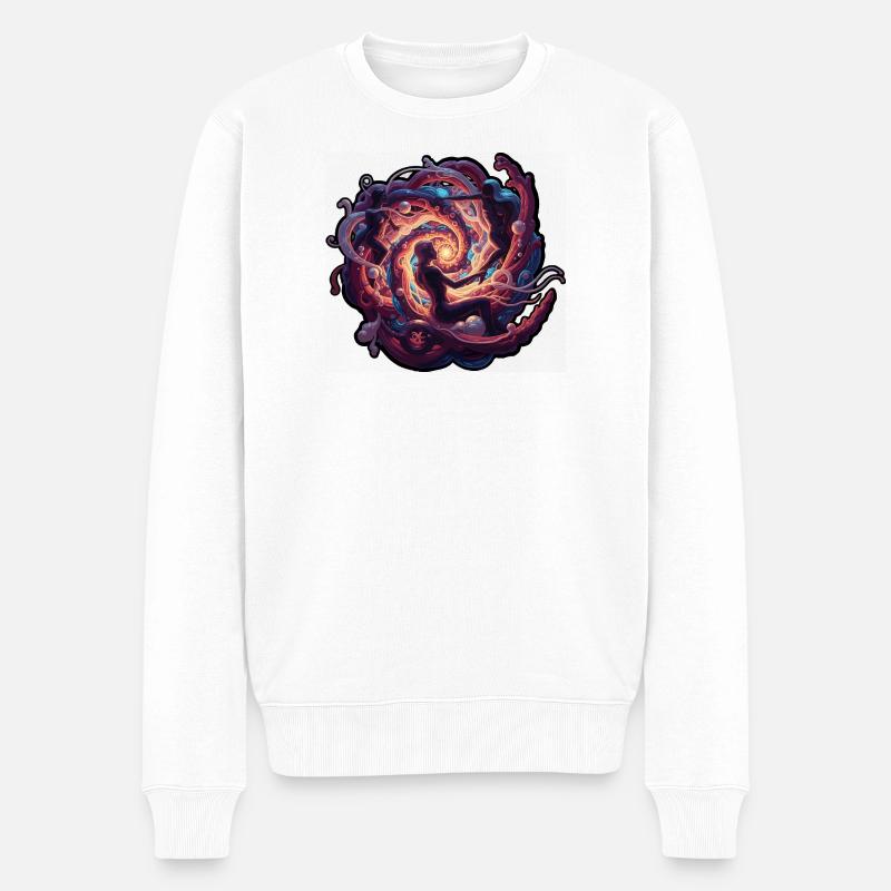 Tanzender kosmischer Wirbel - Männer Premium Bio Pullover - Weiß