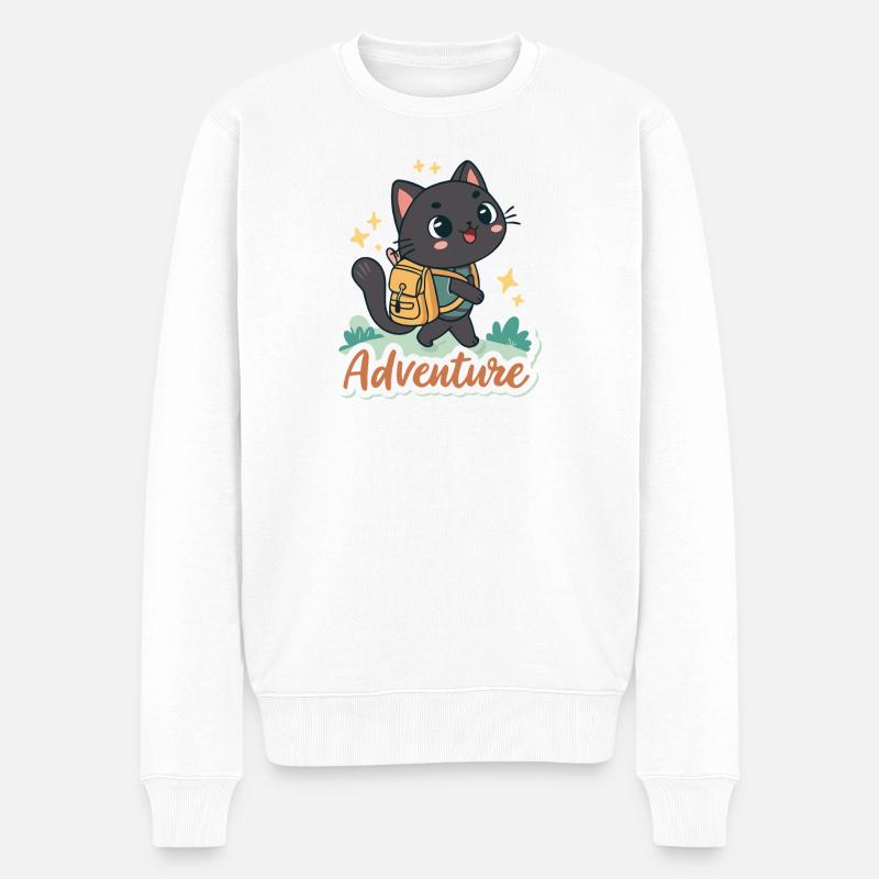 Aventure chat explorateur - Pull Premium bio Homme - blanc