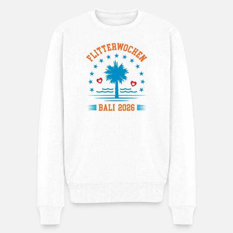 Flitterwochen Bali 2026 Hochzeitsreise Indonesien - Männer Premium Bio Pullover - Weiß