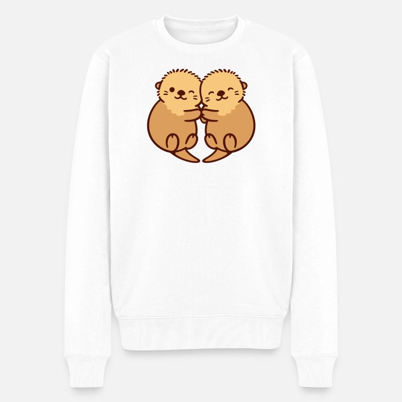Otter Umarmung - Männer Premium Bio Pullover - Weiß
