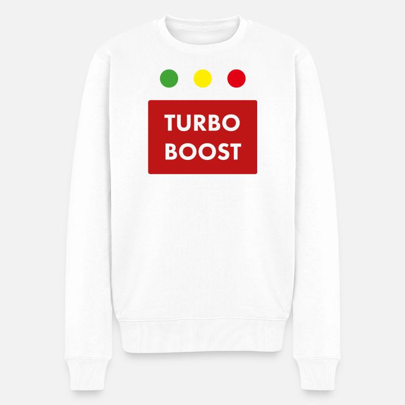 Turbo Boost Retro-Text - Männer Premium Bio Pullover - Weiß