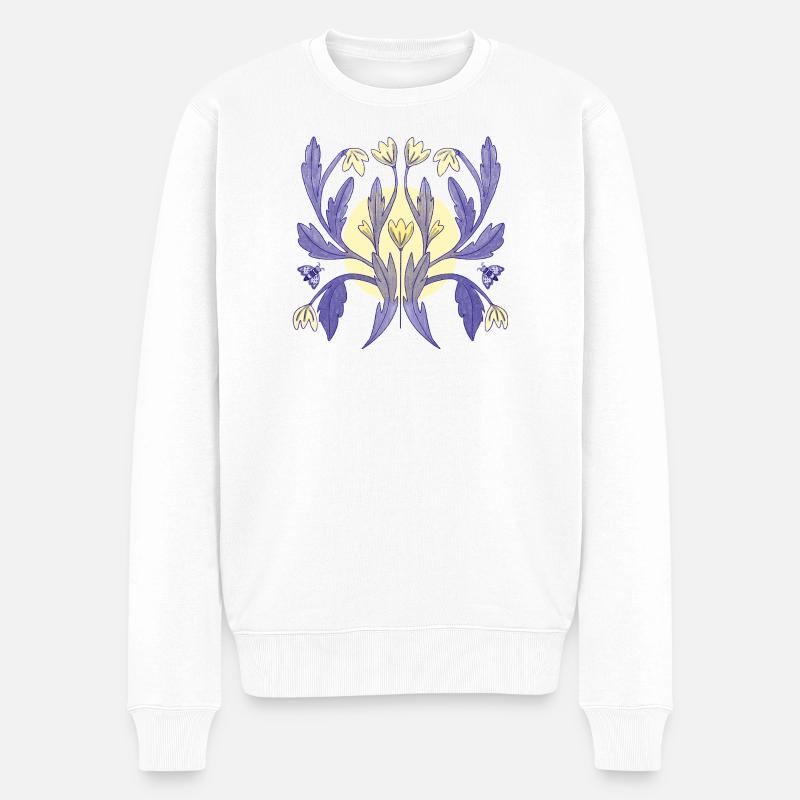 Blumenornament Sonnenschein - Männer Premium Bio Pullover - Weiß