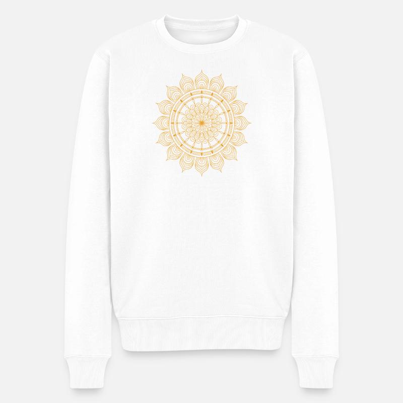 Mandala - Männer Premium Bio Pullover - Weiß