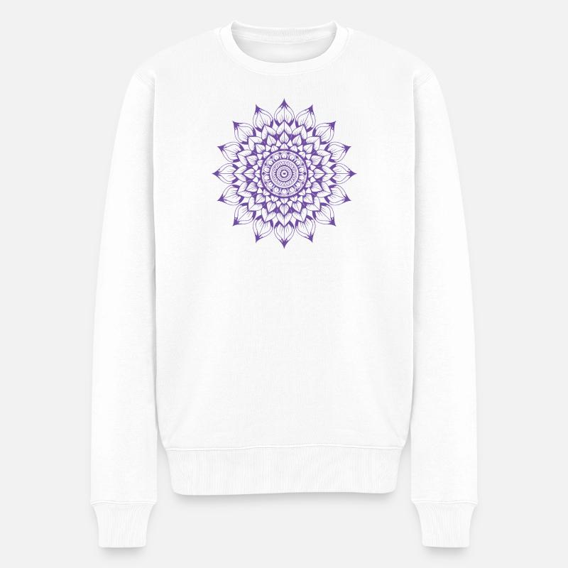Mandala - Männer Premium Bio Pullover - Weiß