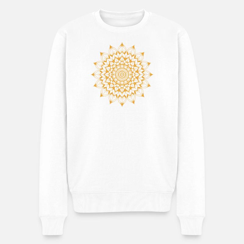 Mandala - Männer Premium Bio Pullover - Weiß