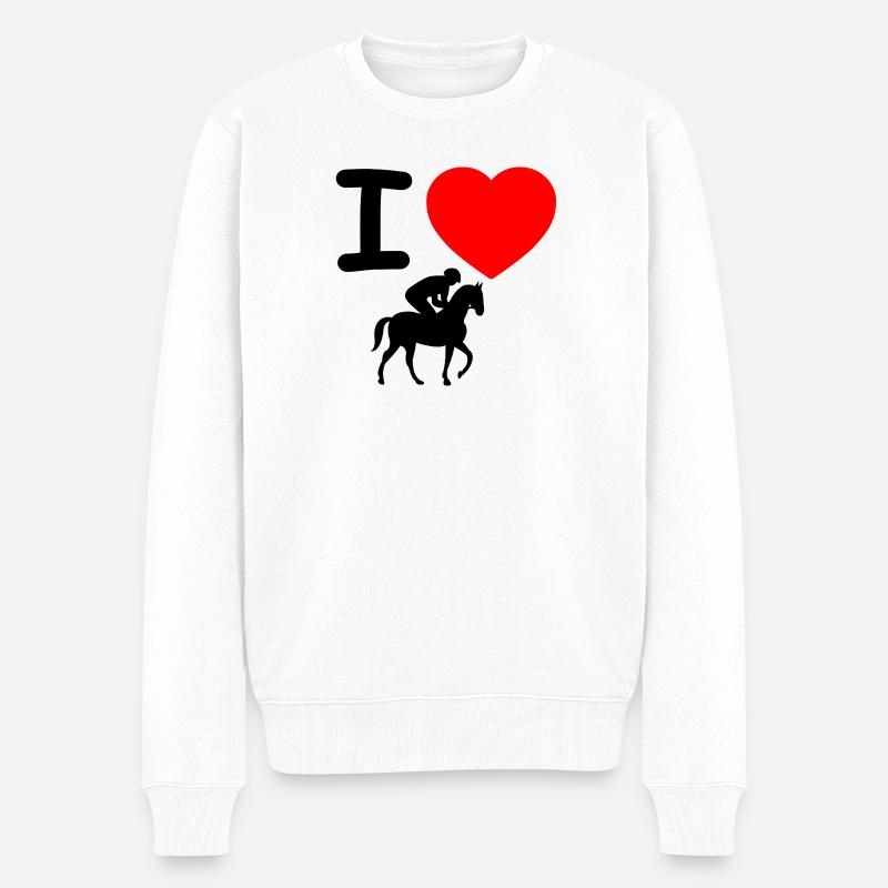 Pferde - Männer Premium Bio Pullover - Weiß