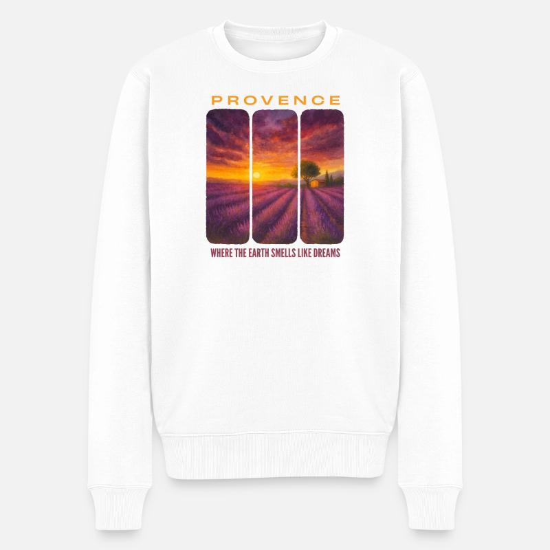 Lavendel-Provence - Männer Premium Bio Pullover - Weiß