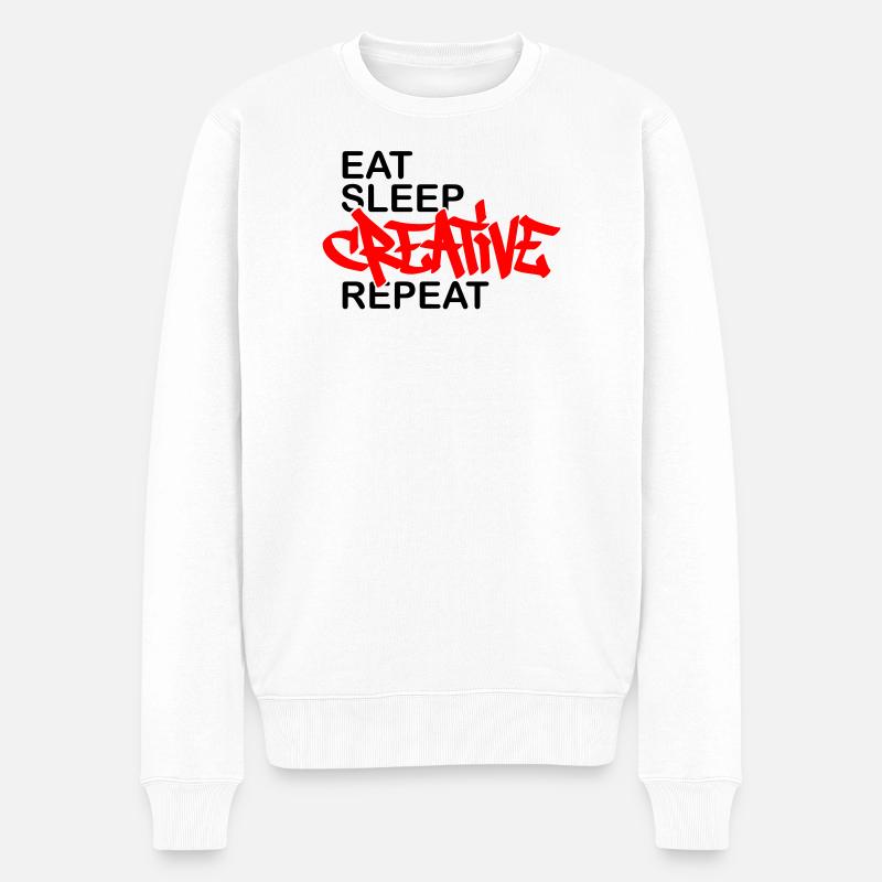 Eat Sleep Creative Repeat - Männer Premium Bio Pullover - Weiß