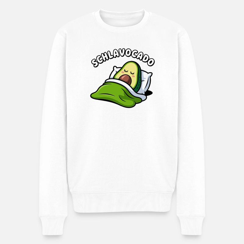Schlavocado Kawaii Avocat Sleeping Pun - Pull Premium bio Homme - blanc