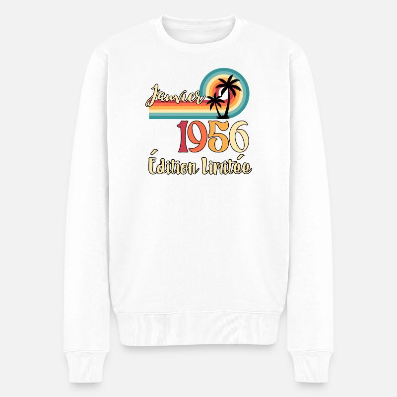 Januar 1956 70-Jahres-Jubiläumsgeschenk - Männer Premium Bio Pullover - Weiß