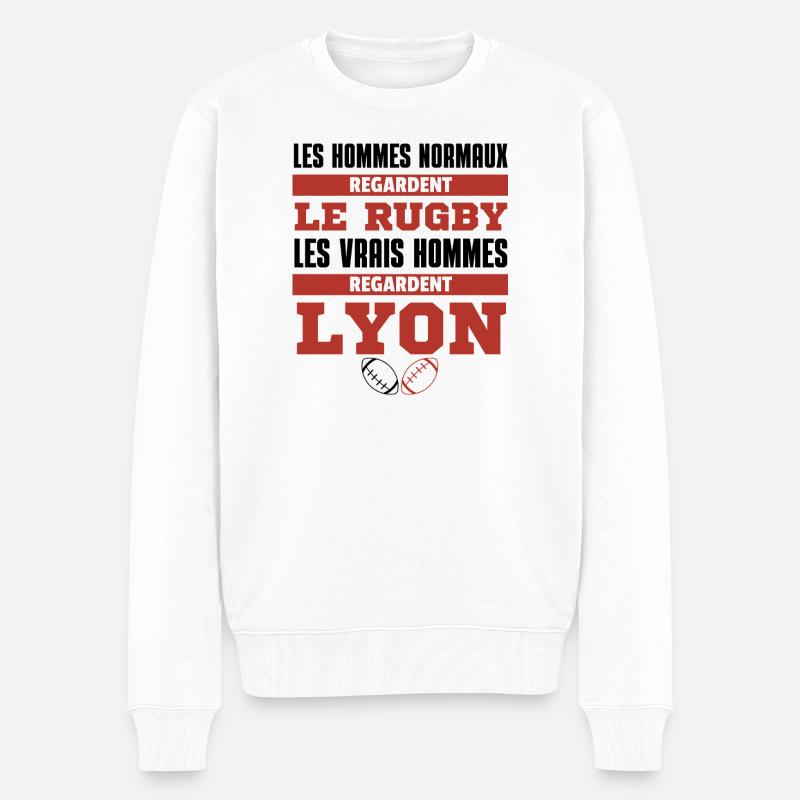 Rugby Lyon Real Men - Männer Premium Bio Pullover - Weiß