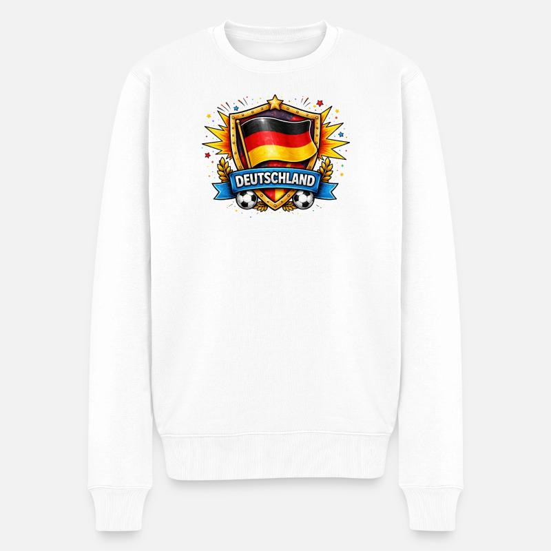 Conception du football du bouclier d’Allemagne - Pull Premium bio Homme - blanc