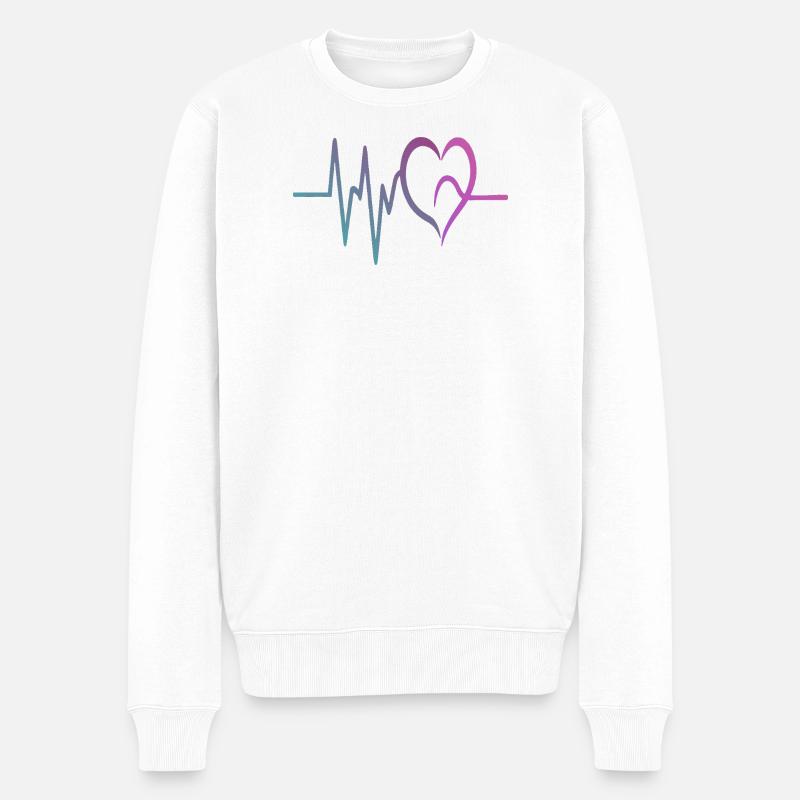 Cœur ECG à gradient - Pull Premium bio Homme - blanc