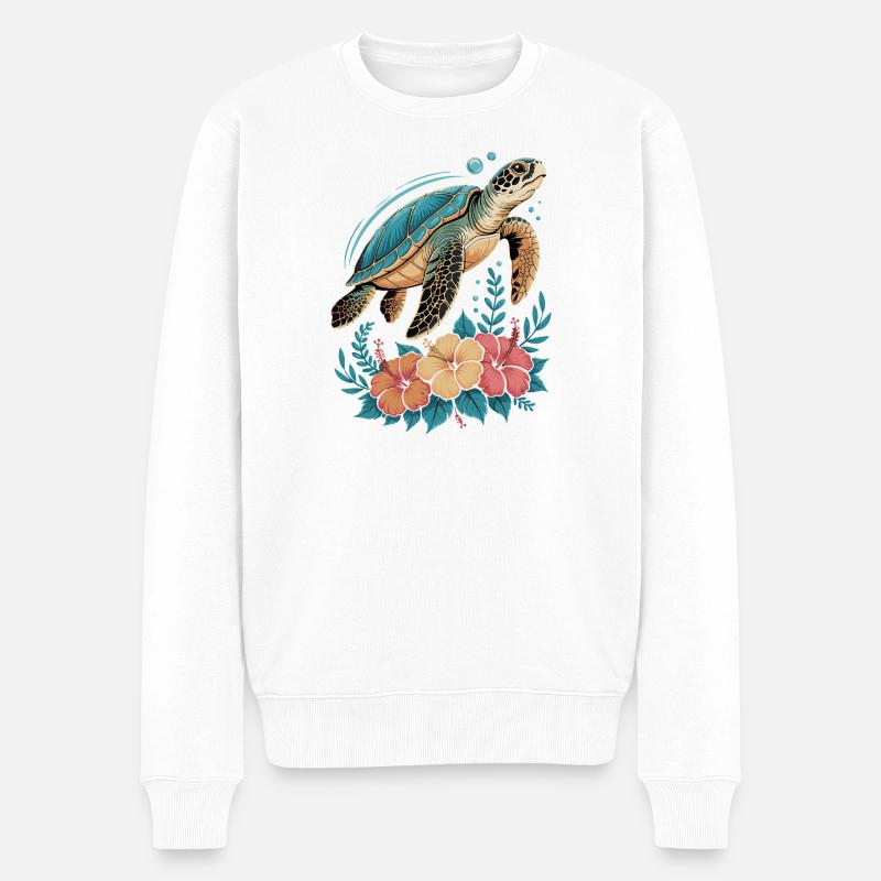 Sea Turtle Ocean Addict Design - Pull Premium bio Homme - blanc