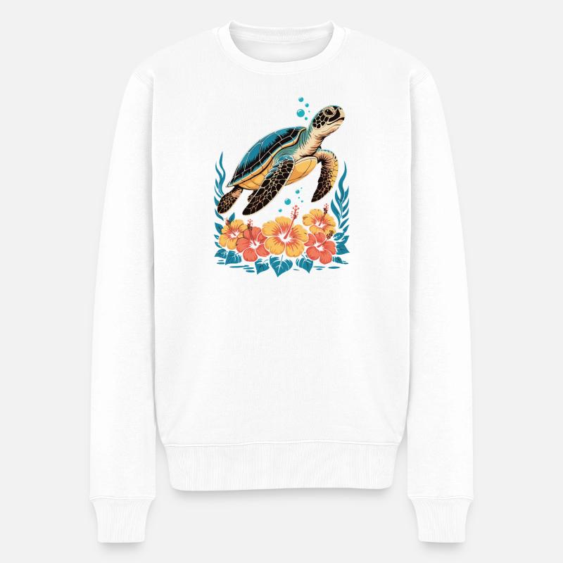 Meeresschildkröte Ozean Addict Design - Männer Premium Bio Pullover - Weiß