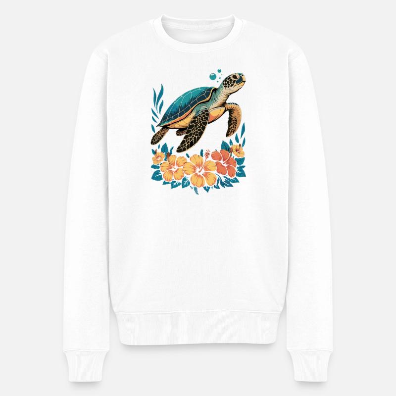 Meeresschildkröte Ozean Addict Design - Männer Premium Bio Pullover - Weiß